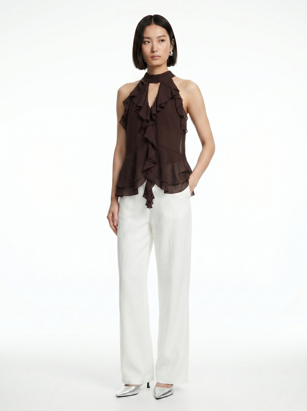 Sienna Ruffle Halter Top - Velvet Elan