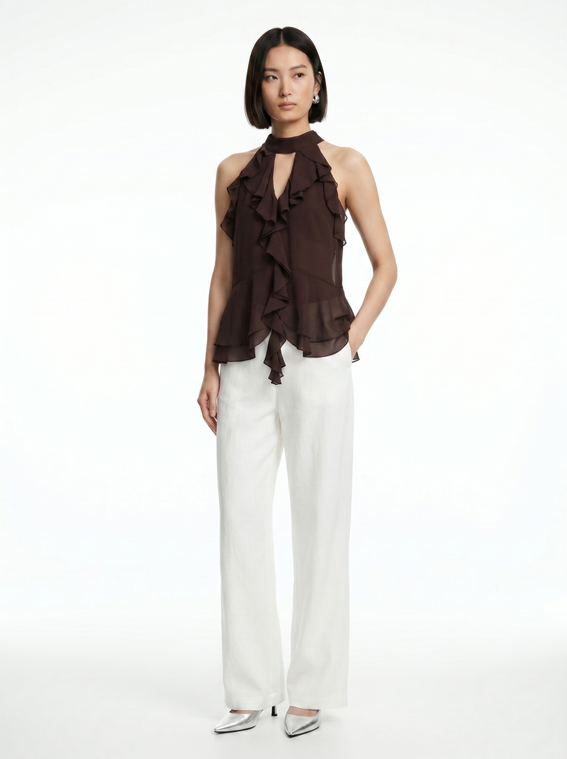 Sienna Ruffle Halter Top - Velvet Elan