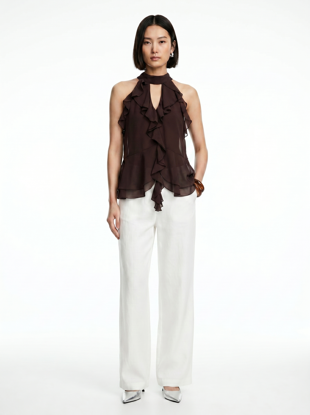 Sienna Ruffle Halter Top - Velvet Elan