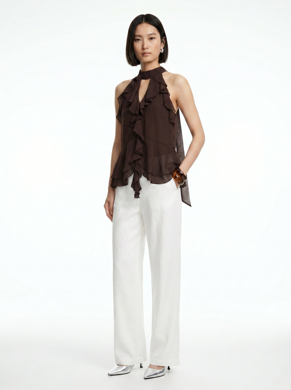 Sienna Ruffle Halter Top - Velvet Elan