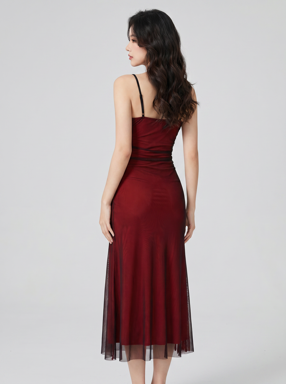 Scarlett Ruched Mesh Maxi - Velvet Elan