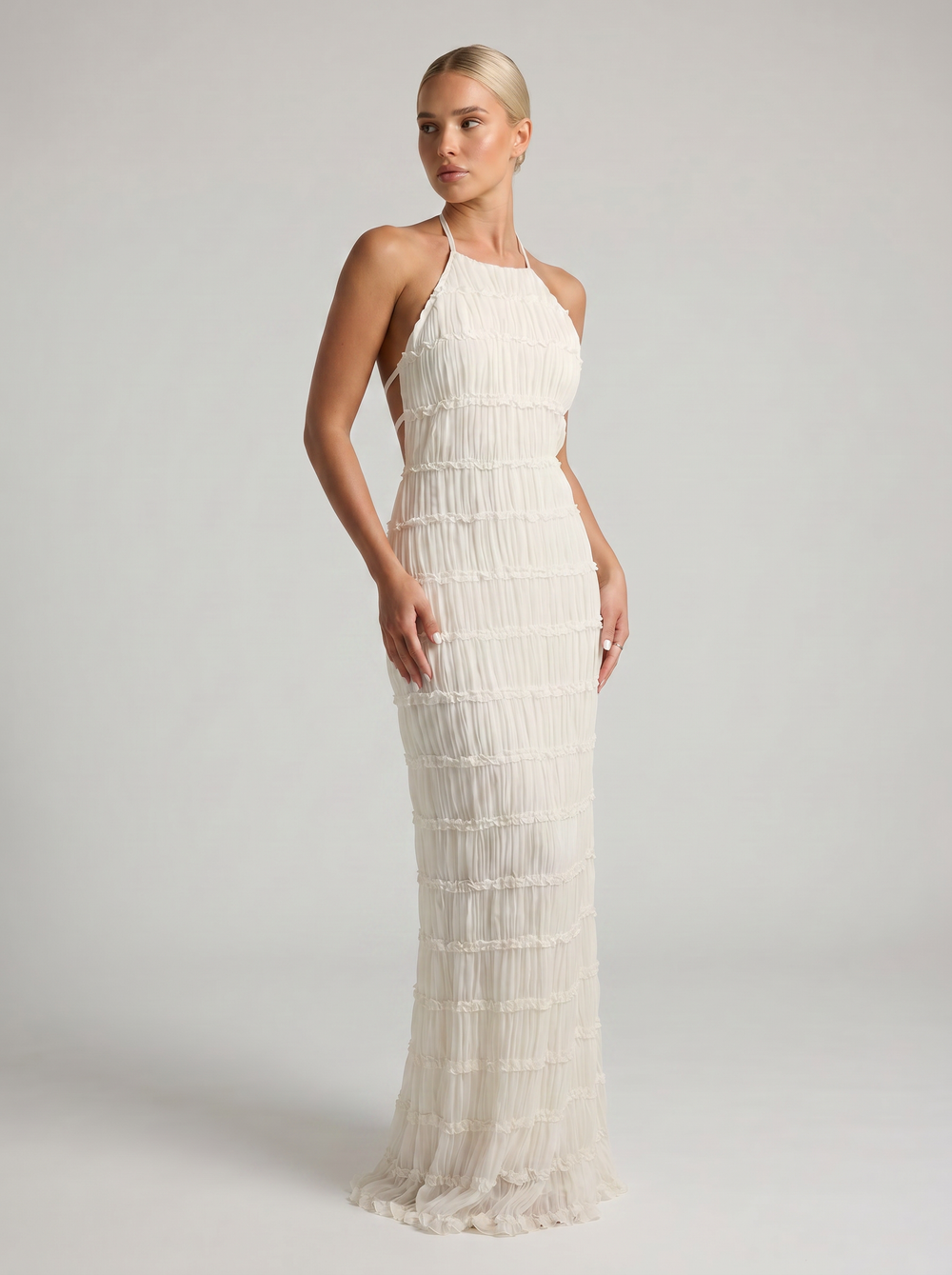 Sloane Fringe Halter Maxi - Velvet Elan