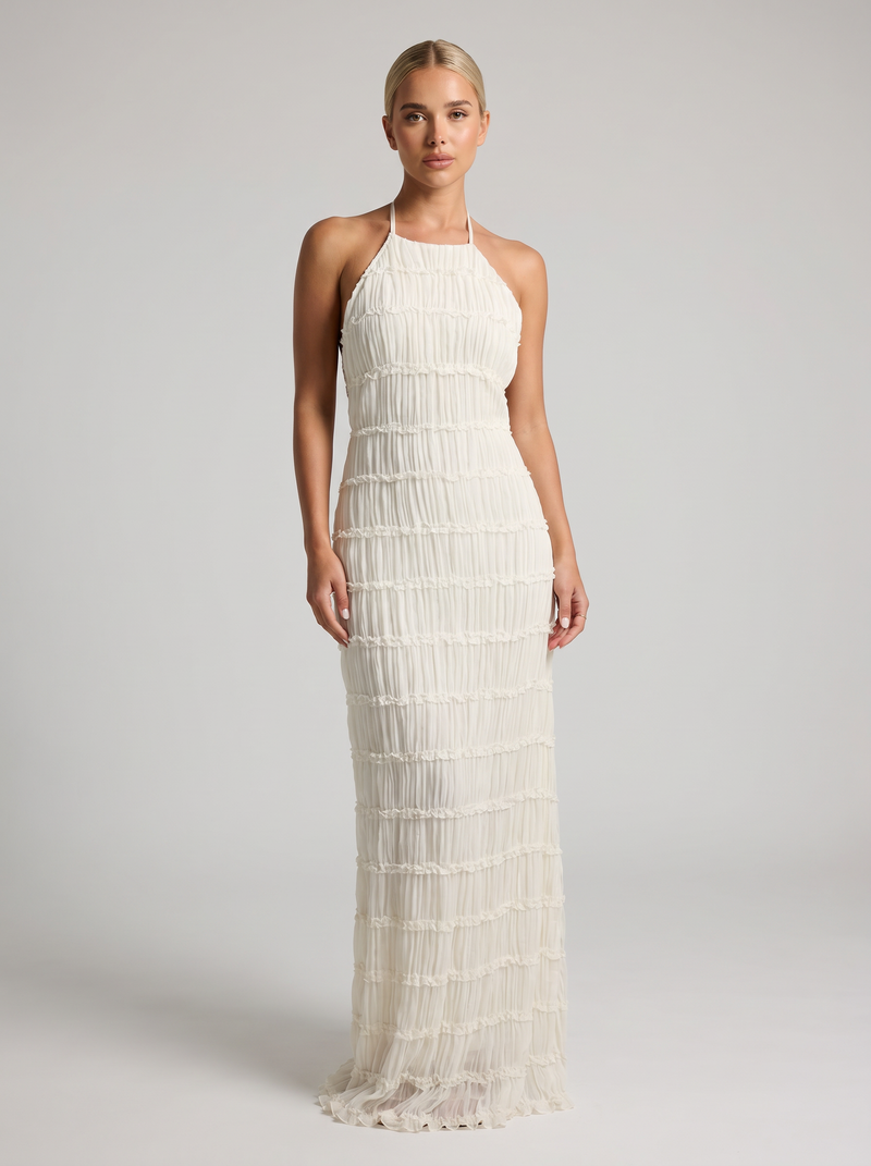 Sloane Fringe Halter Maxi - Velvet Elan
