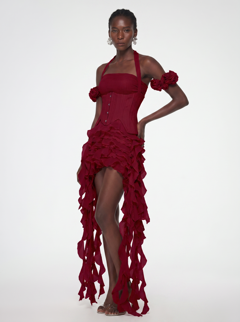 Rosa Corset Ruffle Dress - Velvet Elan