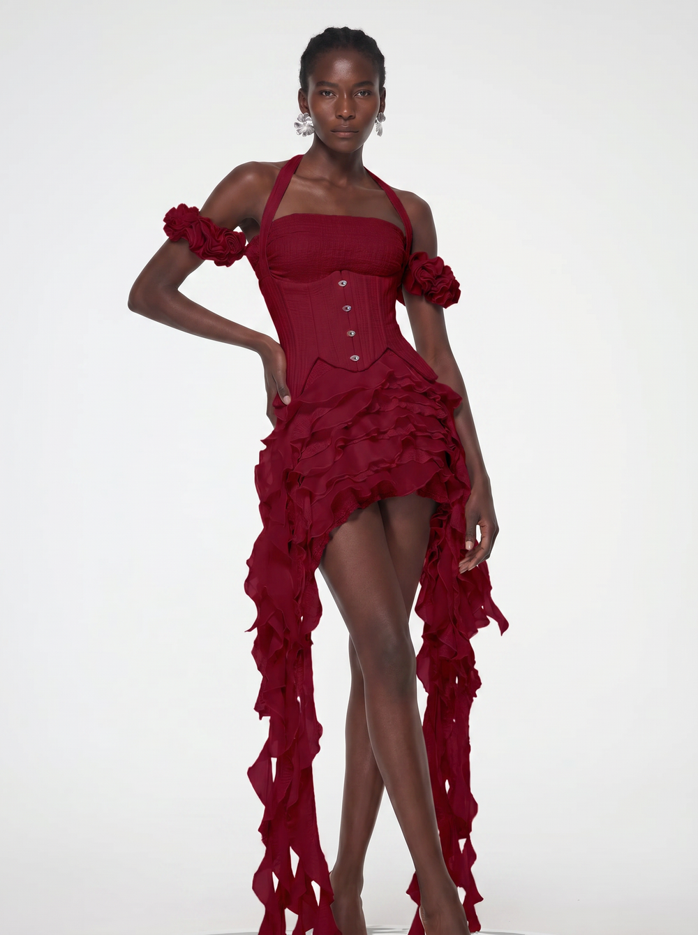 Rosa Corset Ruffle Dress - Velvet Elan