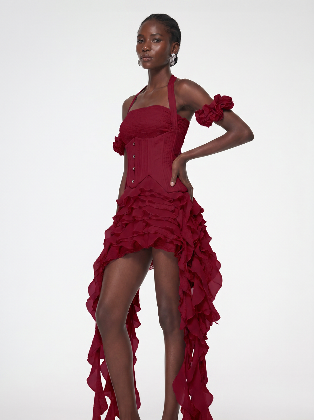 Rosa Corset Ruffle Dress - Velvet Elan