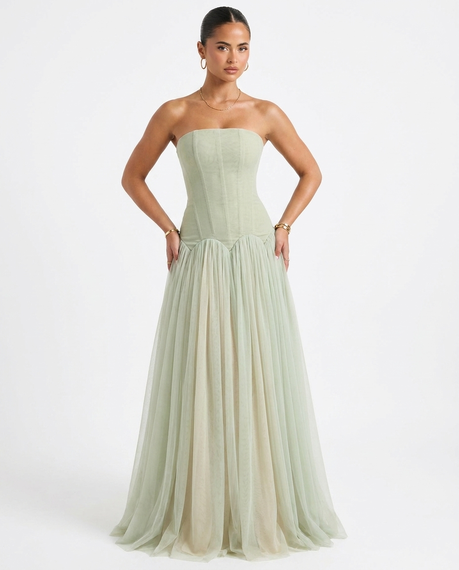 Flora Corset Tulle Maxi - Velvet Elan