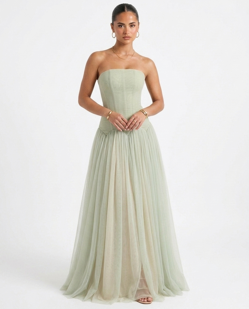 Flora Corset Tulle Maxi - Velvet Elan