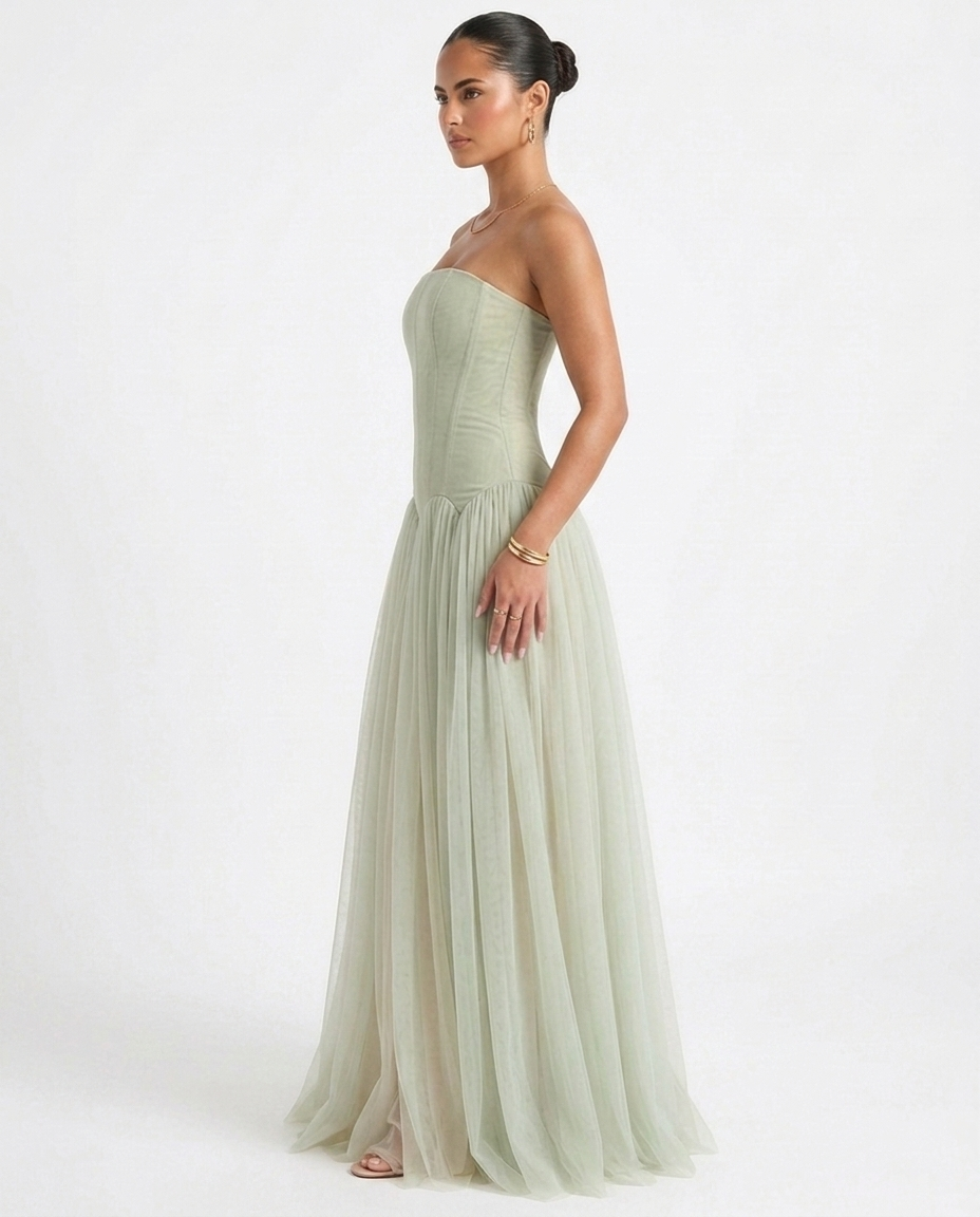 Flora Corset Tulle Maxi - Velvet Elan