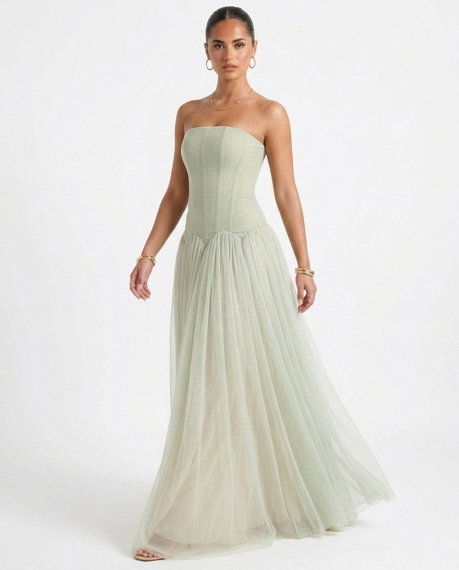 Flora Corset Tulle Maxi - Velvet Elan