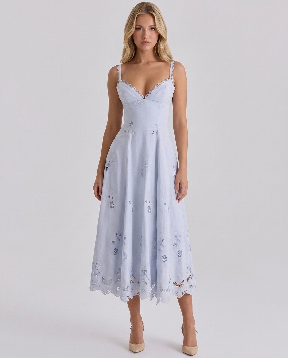 Elise Eyelet Lace Midi - Velvet Elan