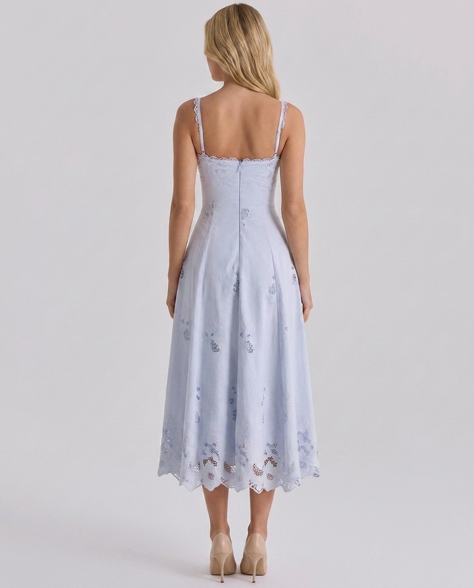 Elise Eyelet Lace Midi - Velvet Elan
