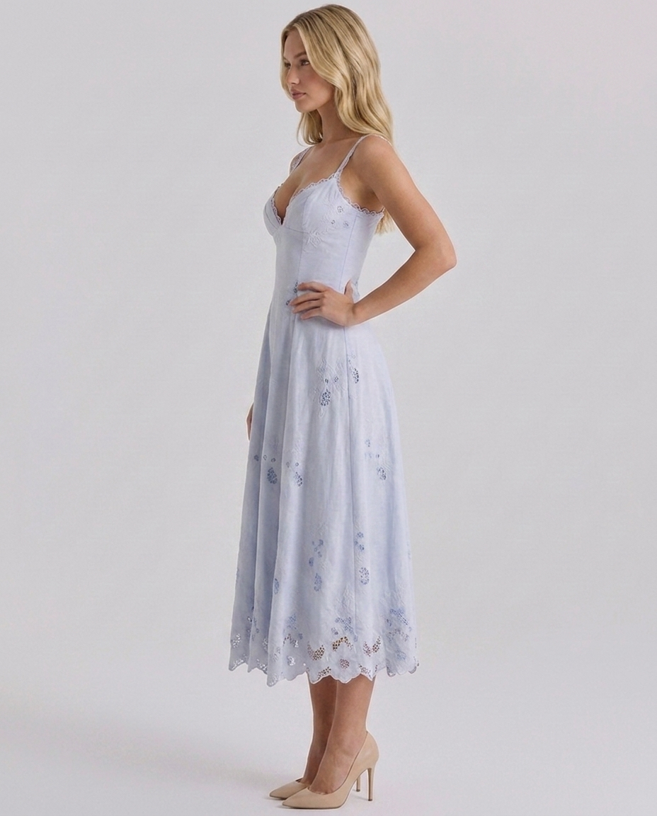 Elise Eyelet Lace Midi - Velvet Elan