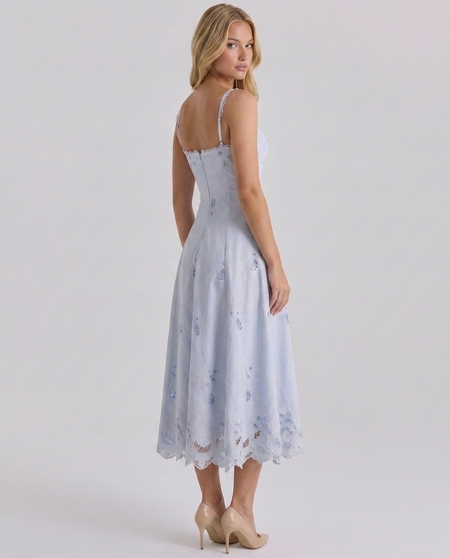 Elise Eyelet Lace Midi - Velvet Elan