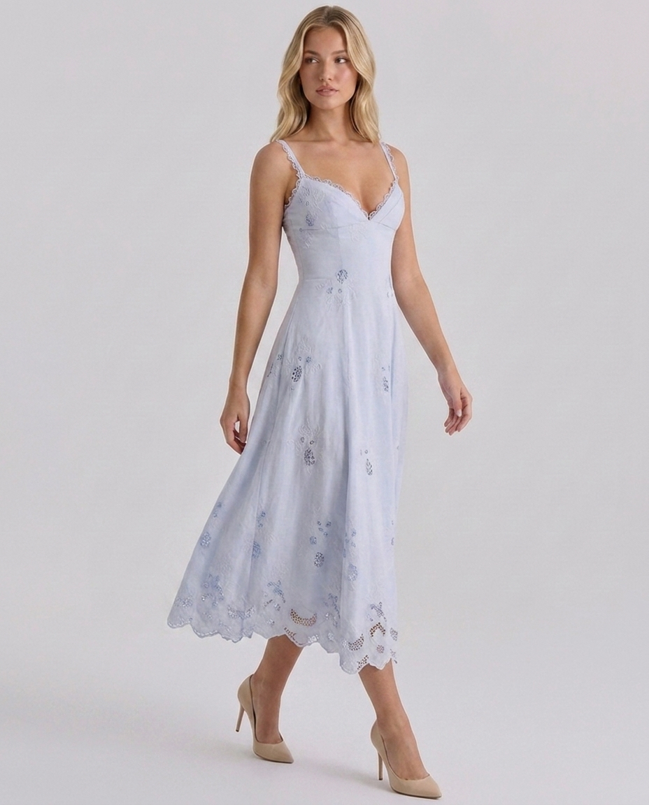 Elise Eyelet Lace Midi - Velvet Elan