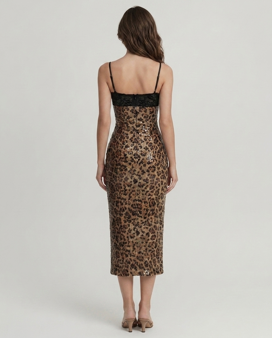 Lexi Leopard Sequin Midi - Velvet Elan