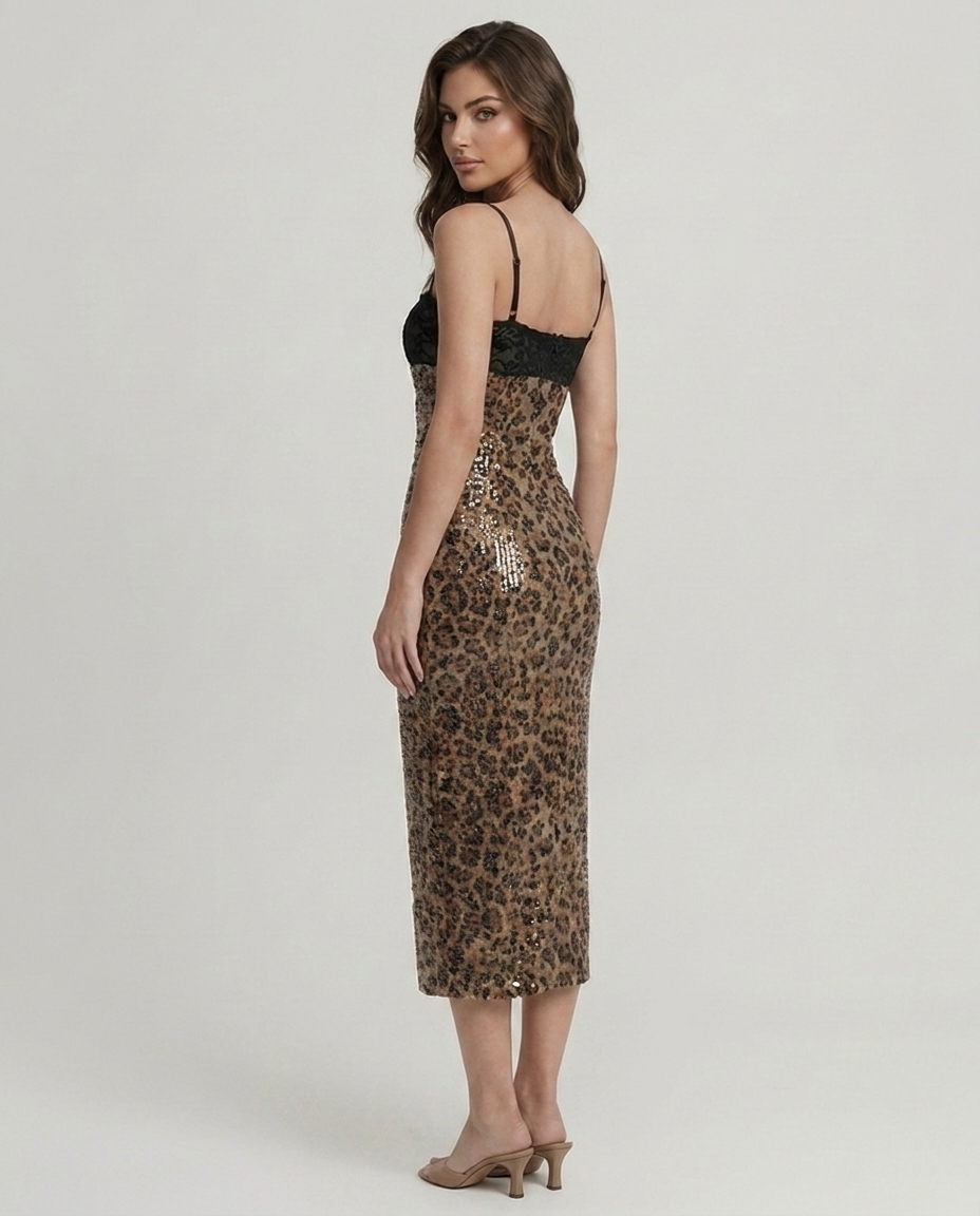 Lexi Leopard Sequin Midi - Velvet Elan