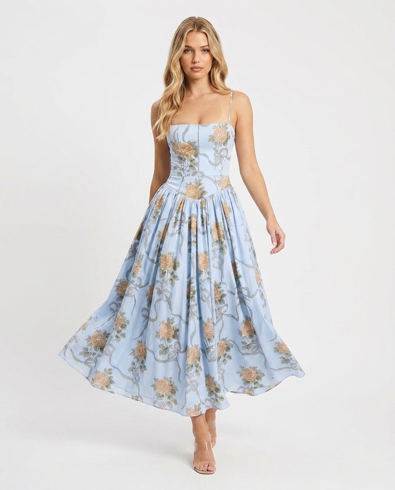 Rose Bow Corset Maxi - Velvet Elan