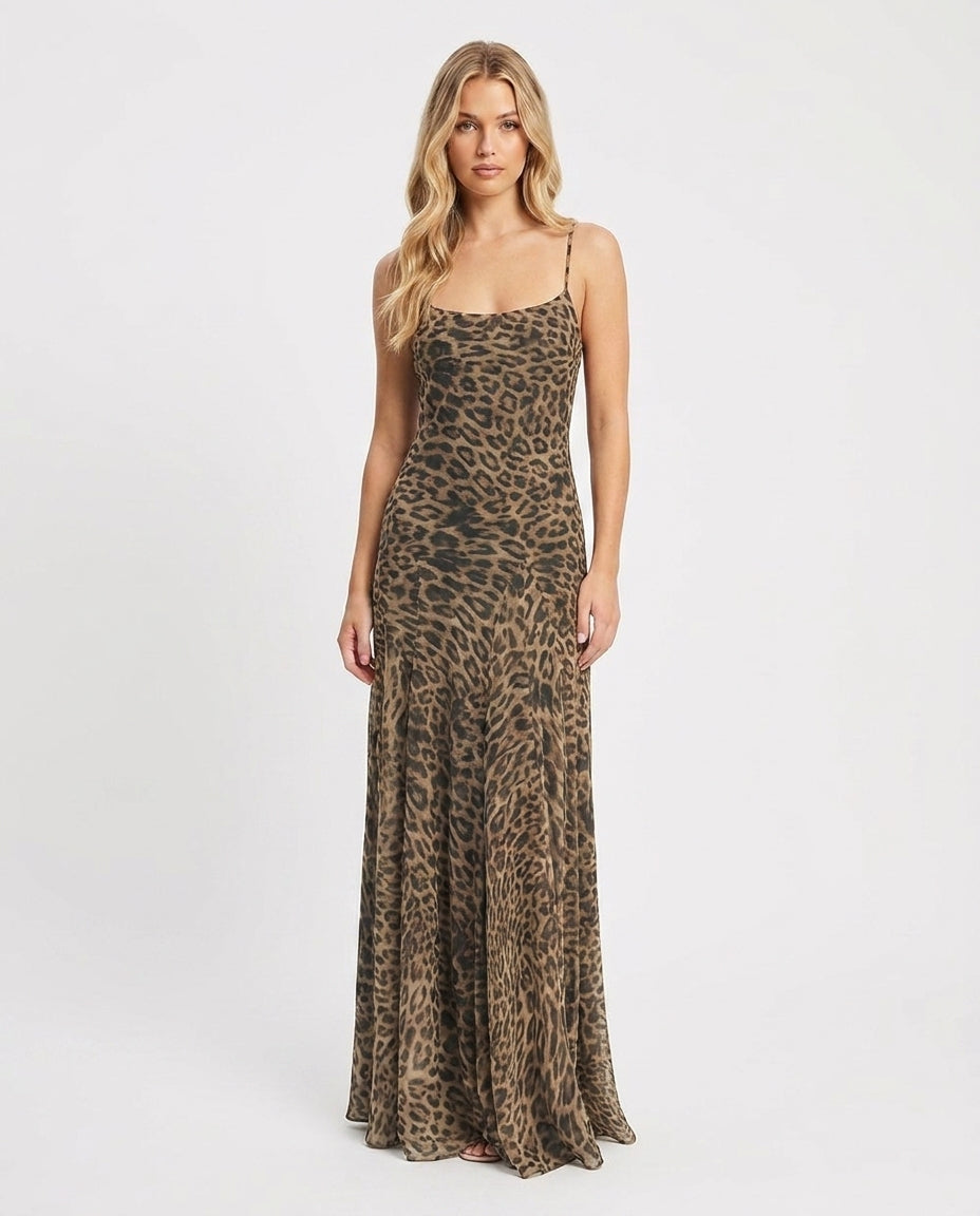 Mila Leopard Slip Maxi - Velvet Elan