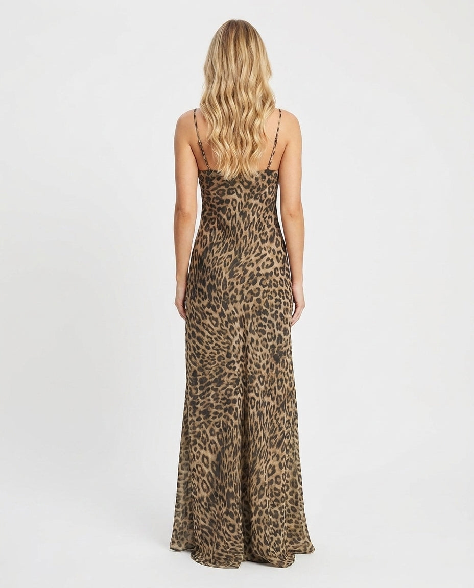 Mila Leopard Slip Maxi - Velvet Elan