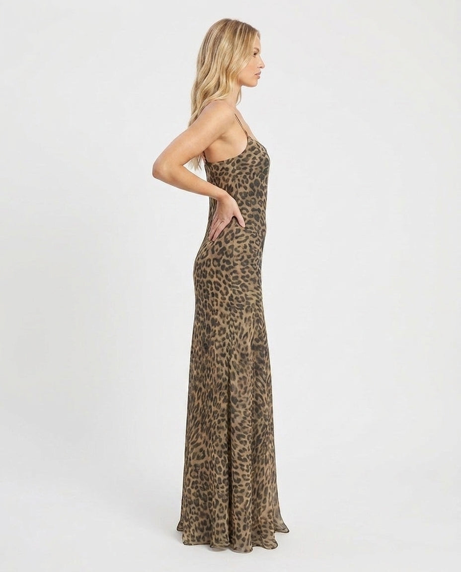 Mila Leopard Slip Maxi - Velvet Elan