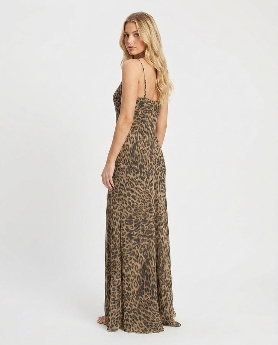 Mila Leopard Slip Maxi - Velvet Elan