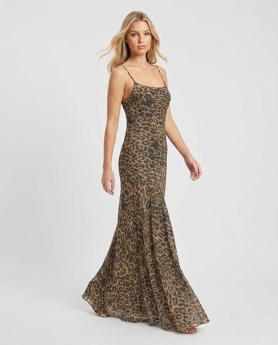 Mila Leopard Slip Maxi - Velvet Elan
