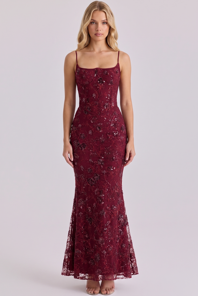 Scarlett Sequin Floral Gown