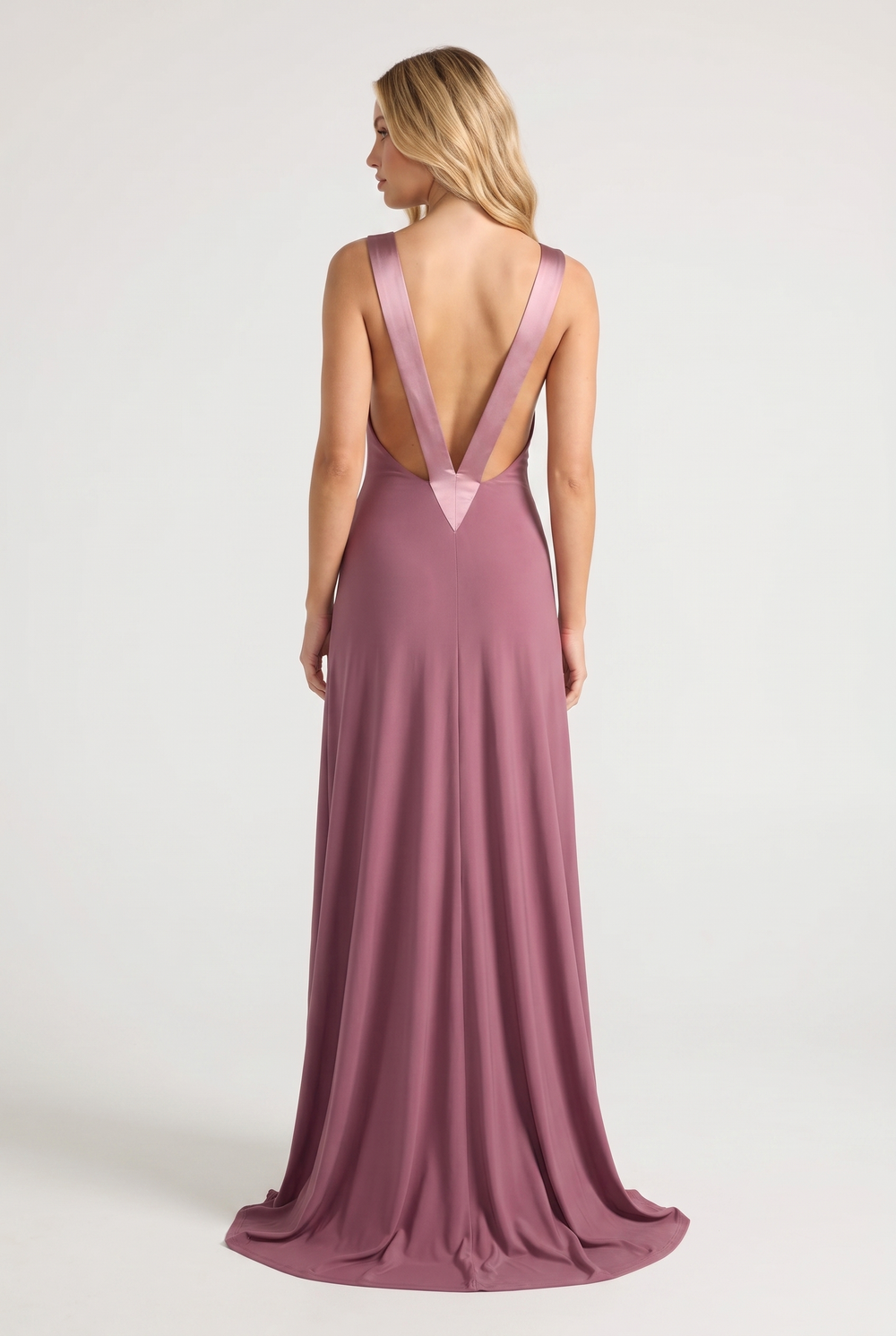 Mauve Deep V Gown
