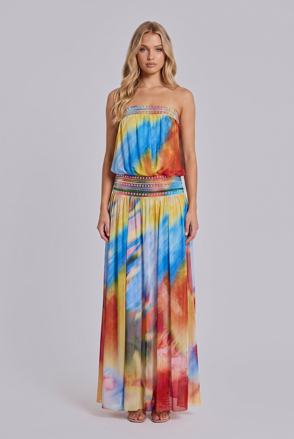 Prism Embellished Halter Maxi