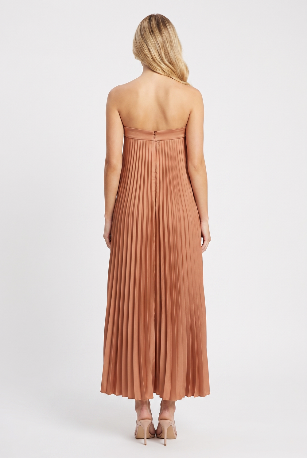 Amber Pleat Strapless Gown