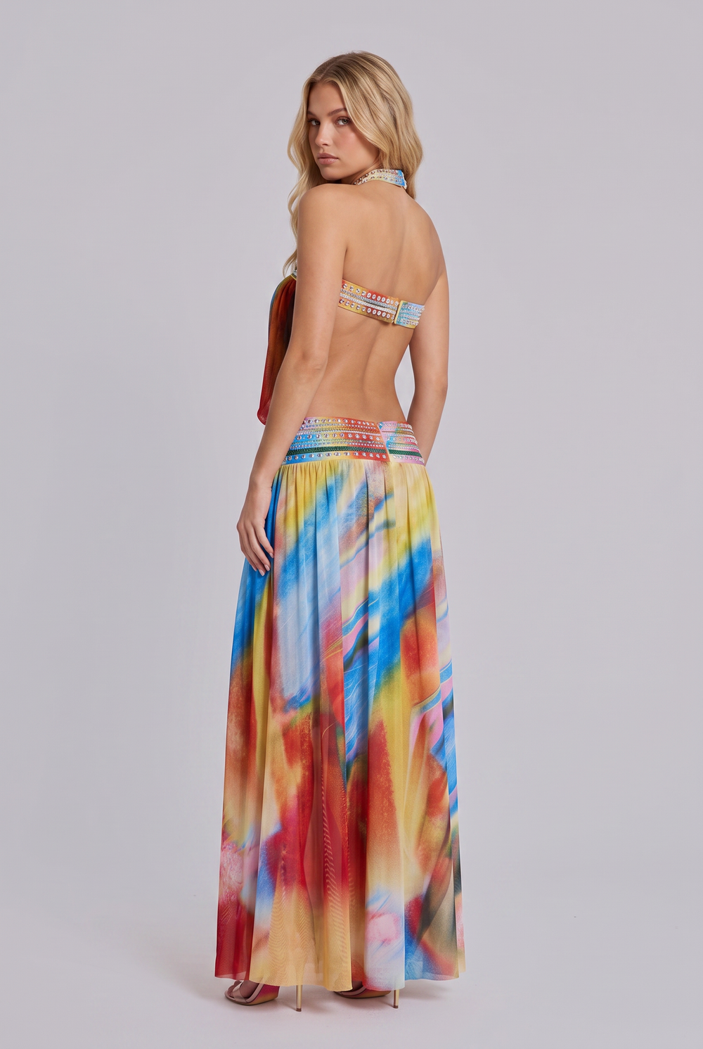 Prism Embellished Halter Maxi
