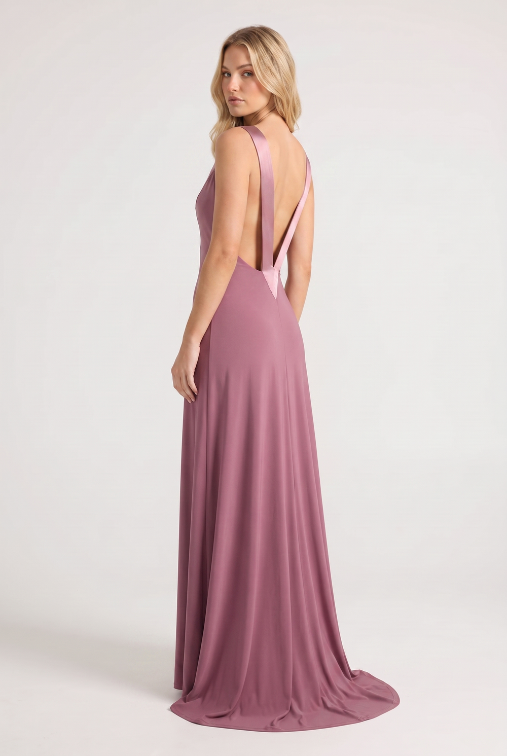 Mauve Deep V Gown