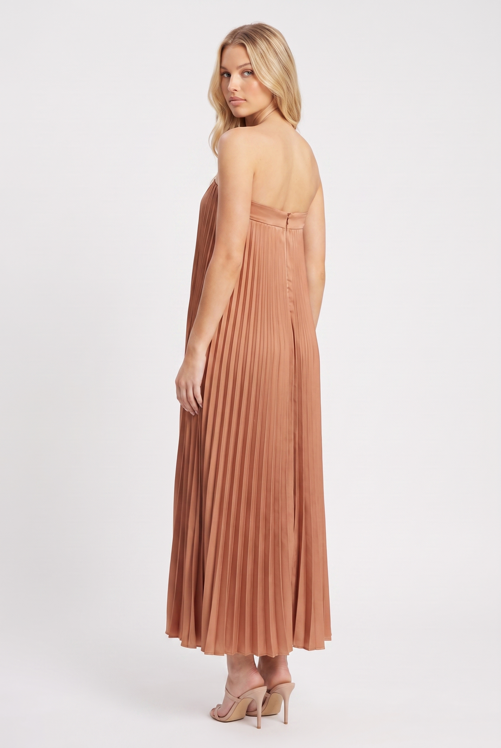 Amber Pleat Strapless Gown