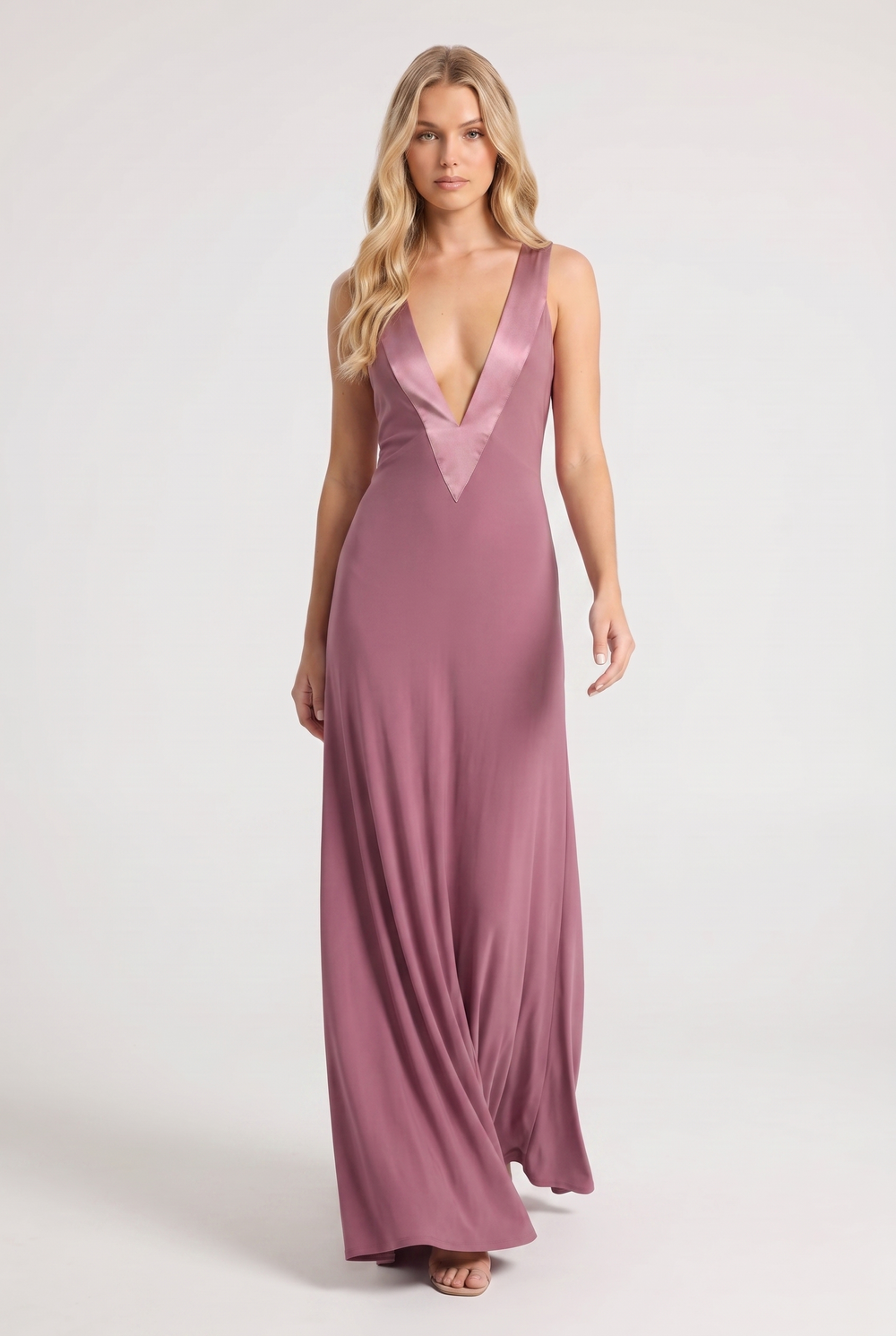 Mauve Deep V Gown