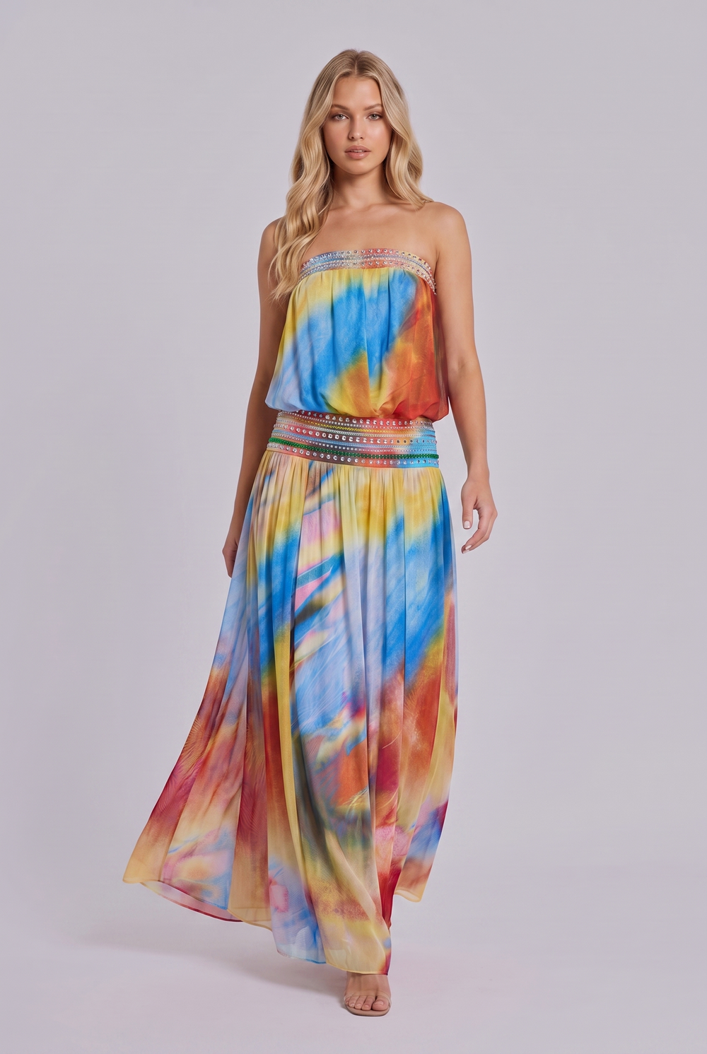 Prism Embellished Halter Maxi
