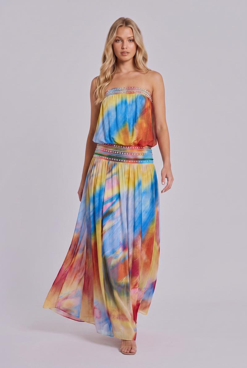 Prism Embellished Halter Maxi