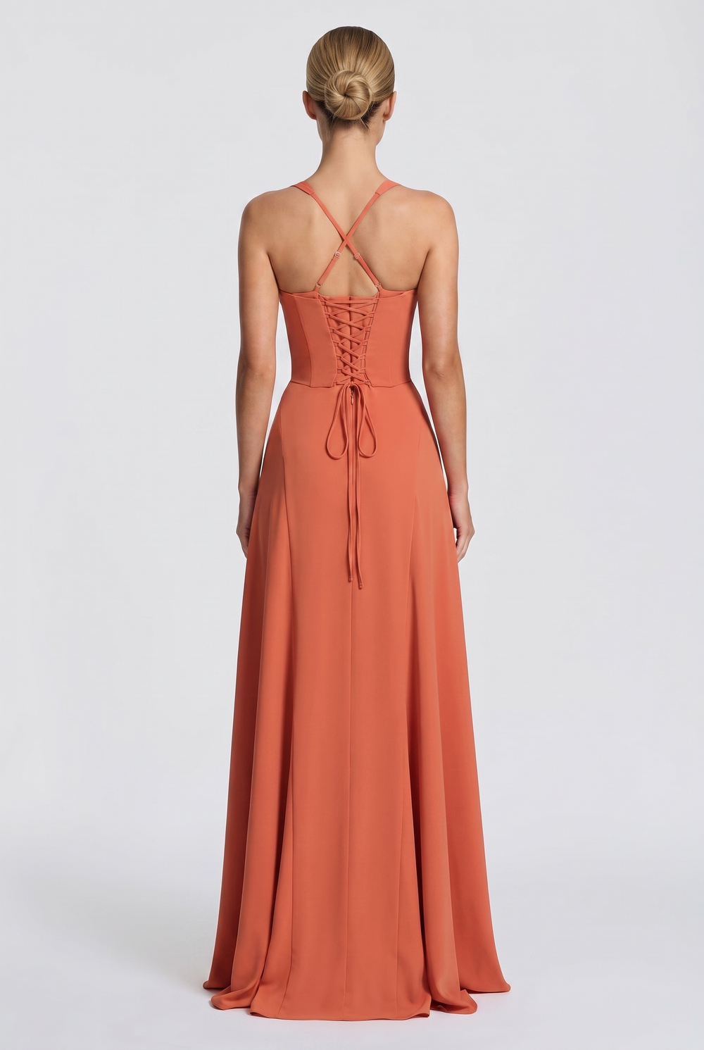Coral Corset Maxi Gown