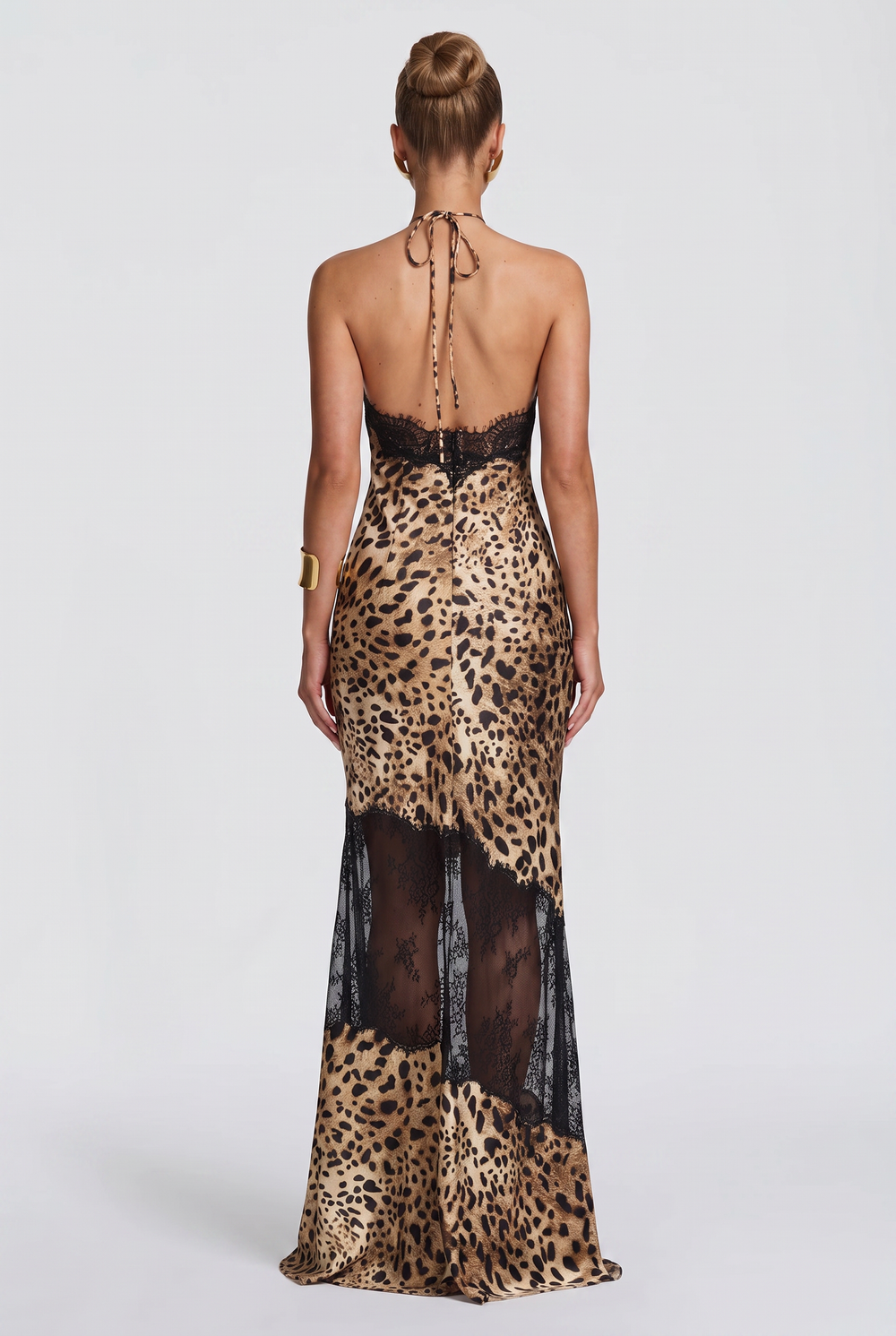 Leopard Lace Halter Gown