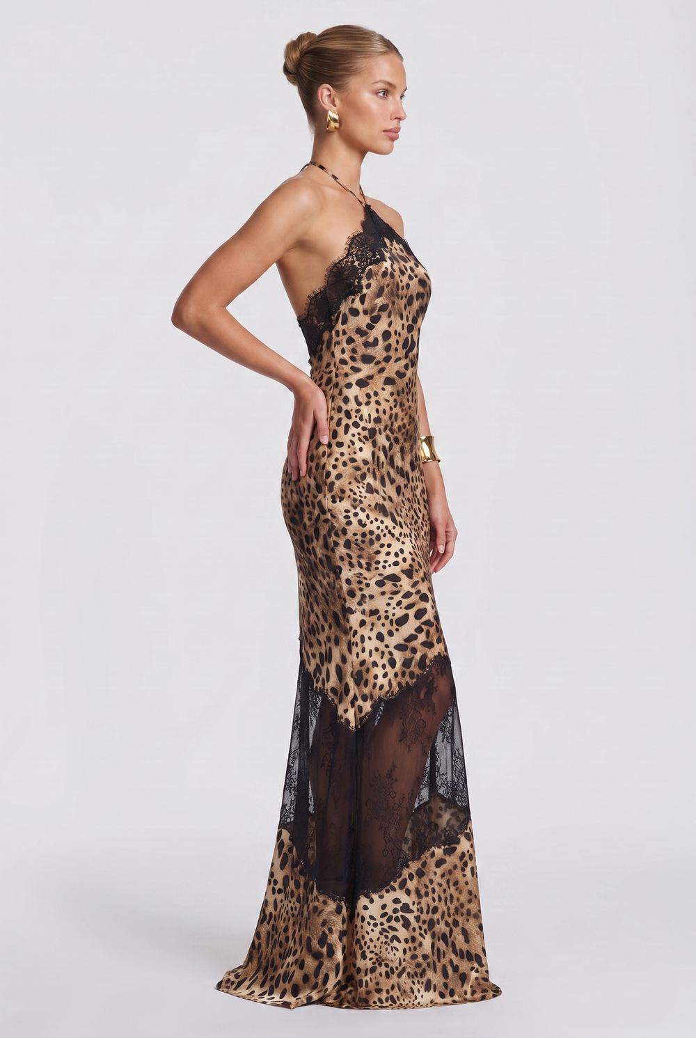 Leopard Lace Halter Gown