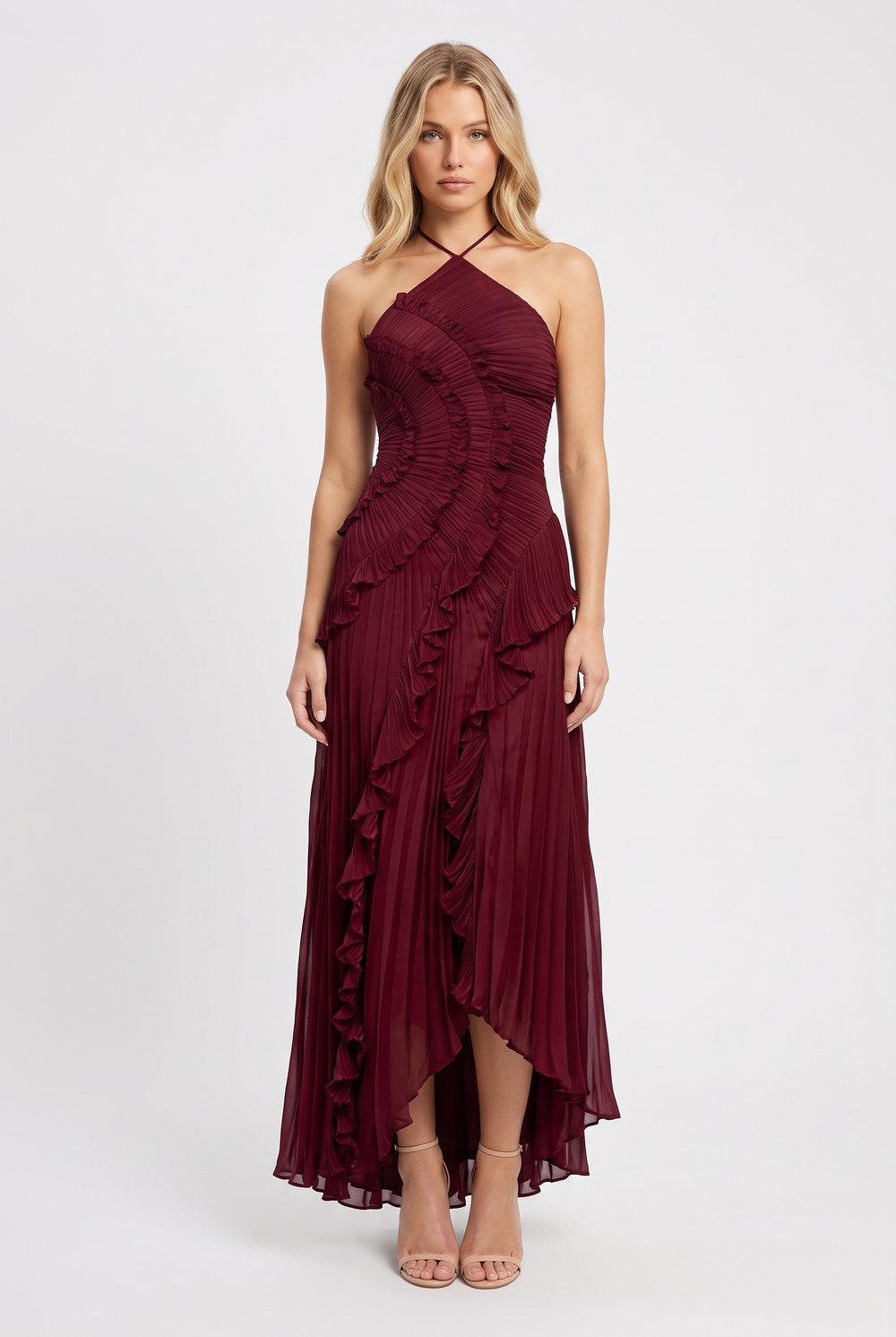 Flora Ruffle Halter Maxi