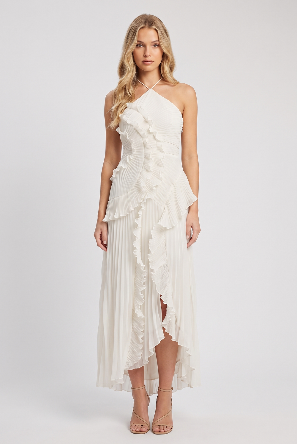 Flora Ruffle Halter Maxi