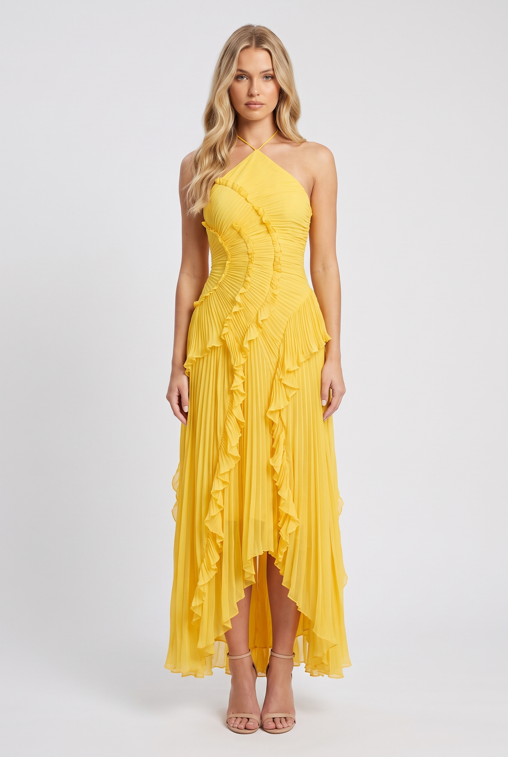 Flora Ruffle Halter Maxi