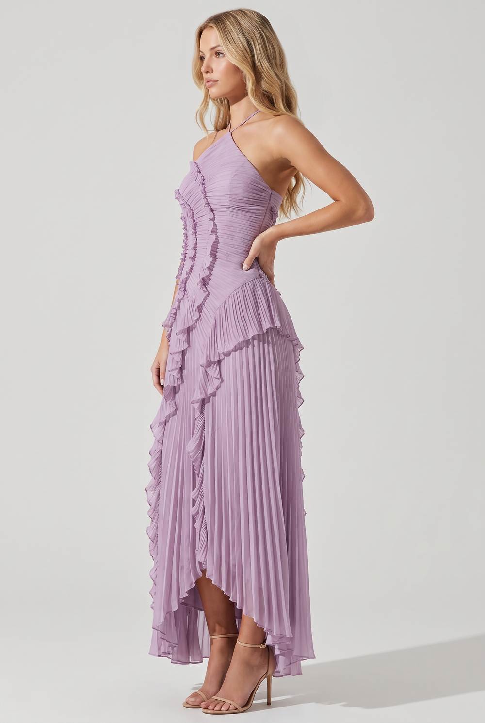 Flora Ruffle Halter Maxi