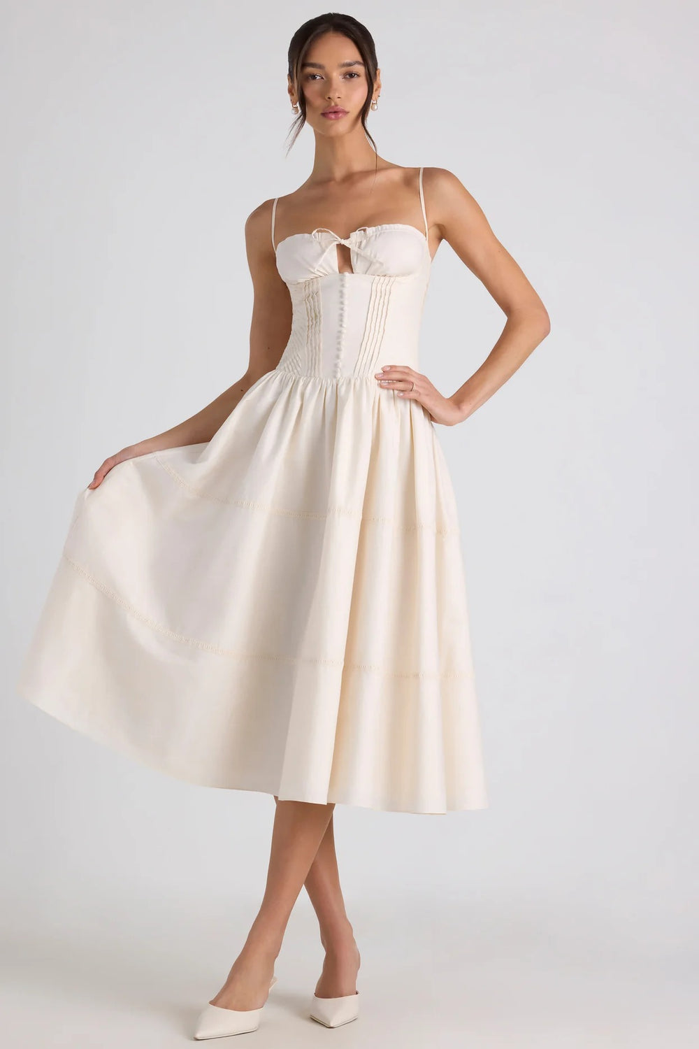 Pearl Corset Bow Midi - Velvet Elan