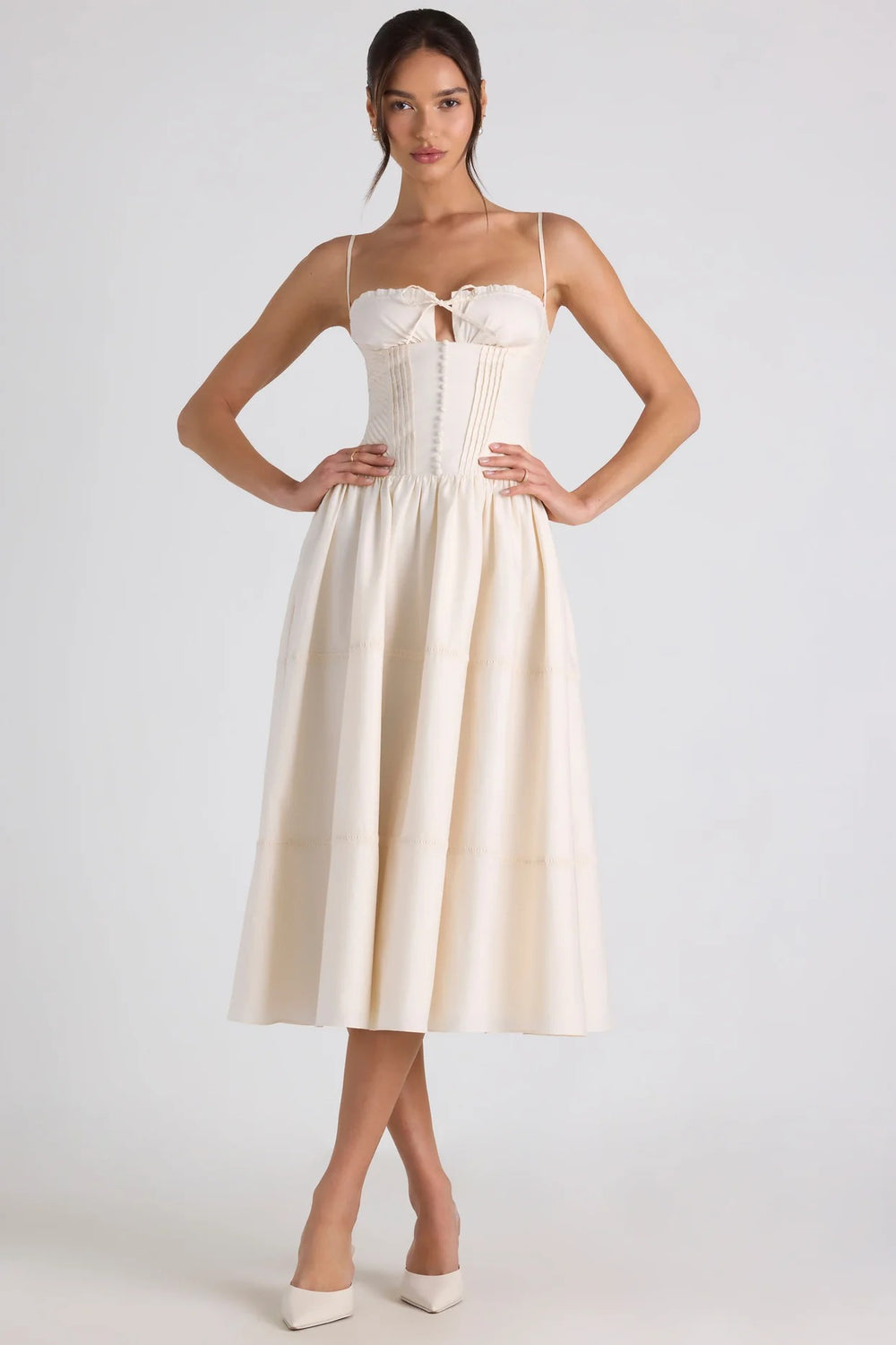 Pearl Corset Bow Midi - Velvet Elan
