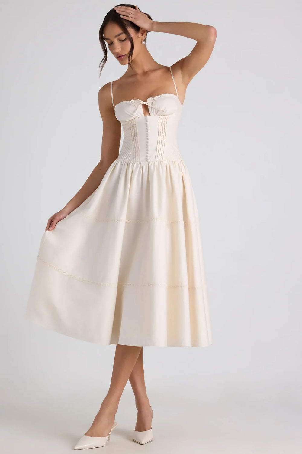 Pearl Corset Bow Midi - Velvet Elan