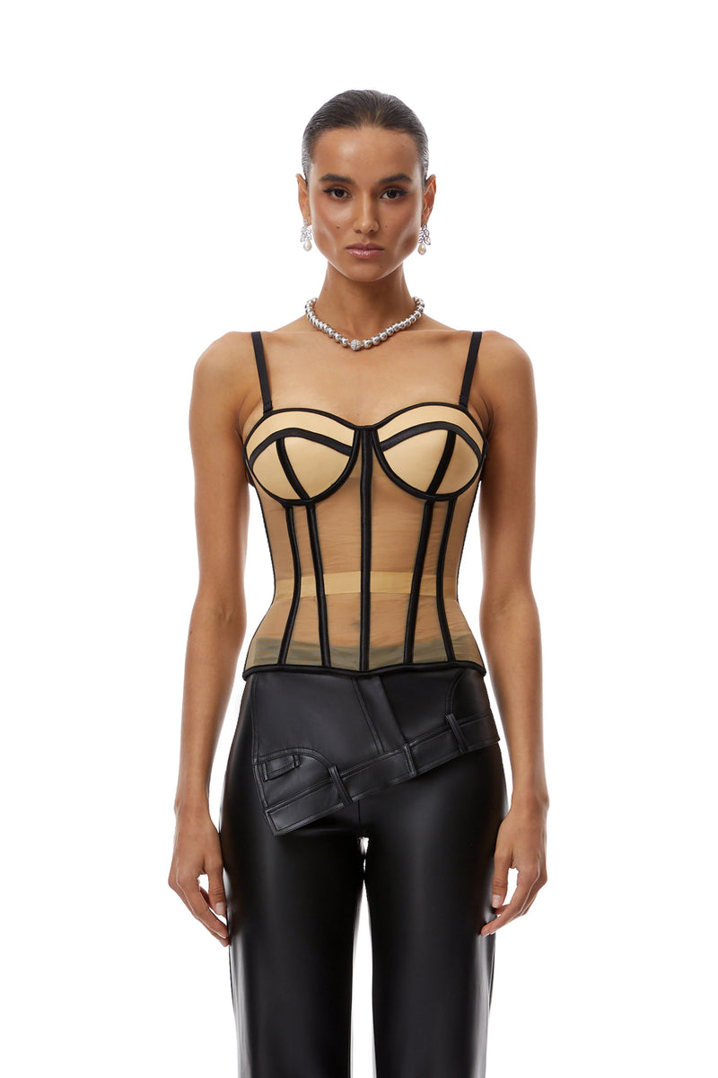 Nadia Mesh Boned Corset - Velvet Elan