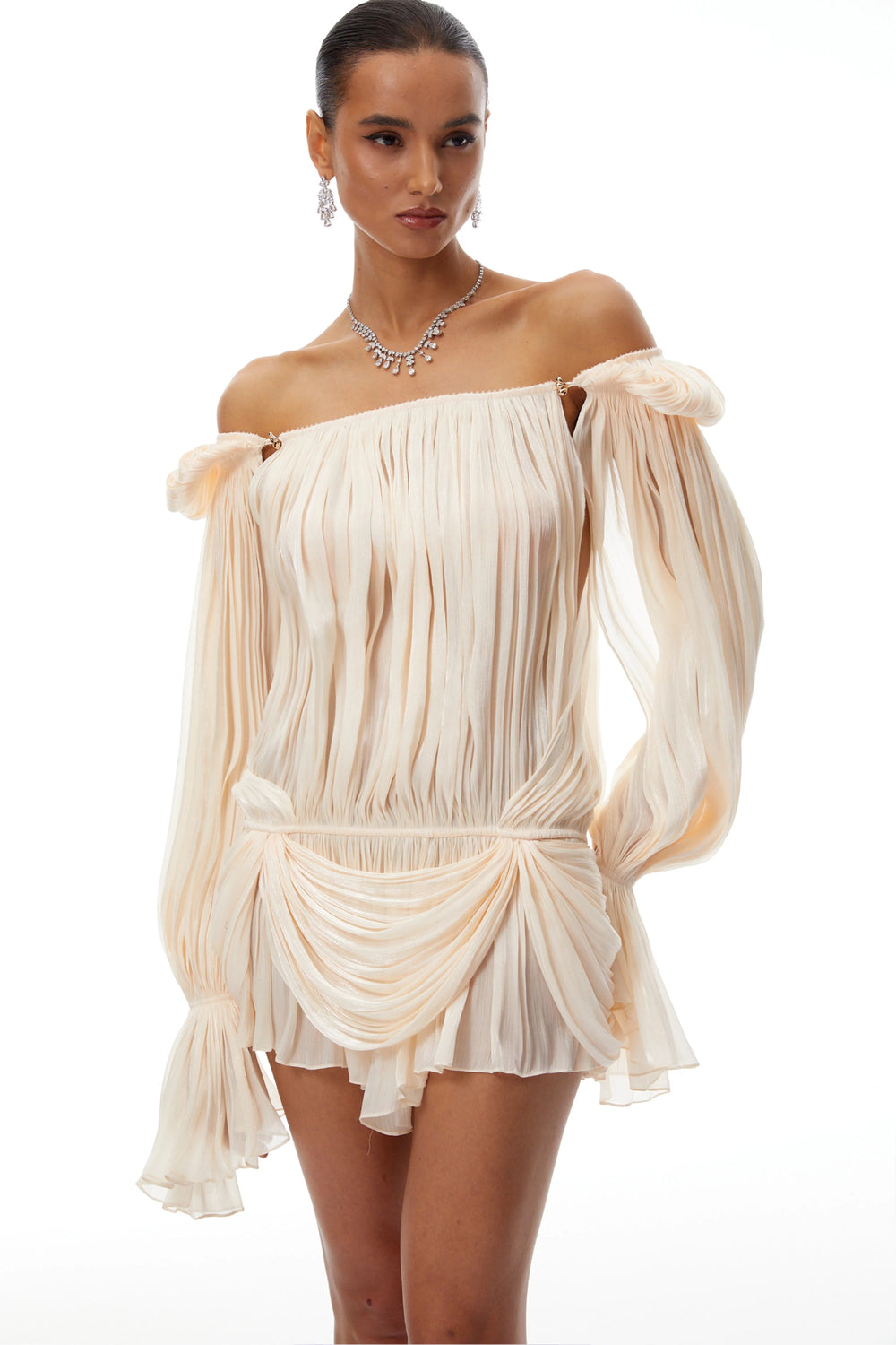 Plissé Draped Mini Dress - Velvet Elan