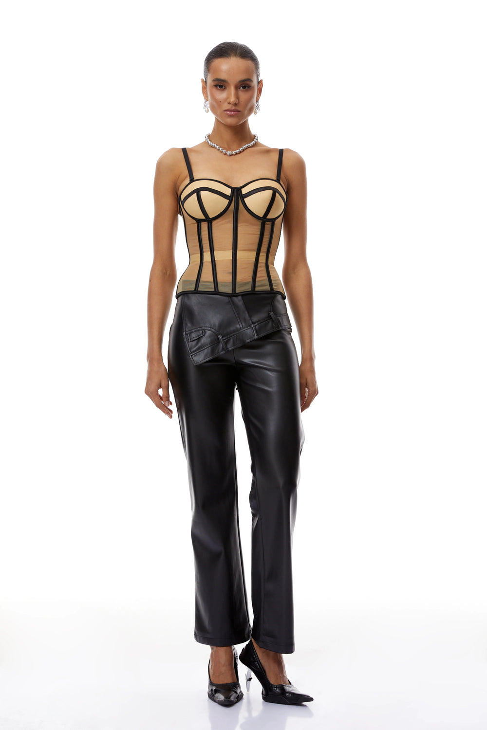 Nadia Mesh Boned Corset - Velvet Elan